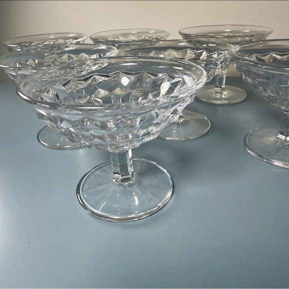 Fostoria American Clear Low Sherbet Dessert Coupes Set of 6 Pressed Glass 3 ¼” - Picture 6 of 11
